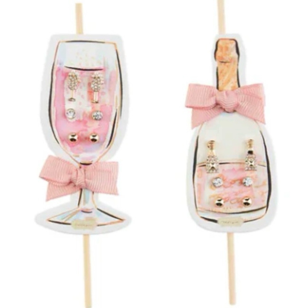 Mud Pie Green and Pink Bow Earrings